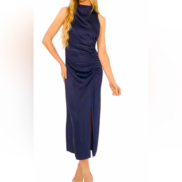 Parker Navy Dress - Satin - Size L - Picture 1 of 2
